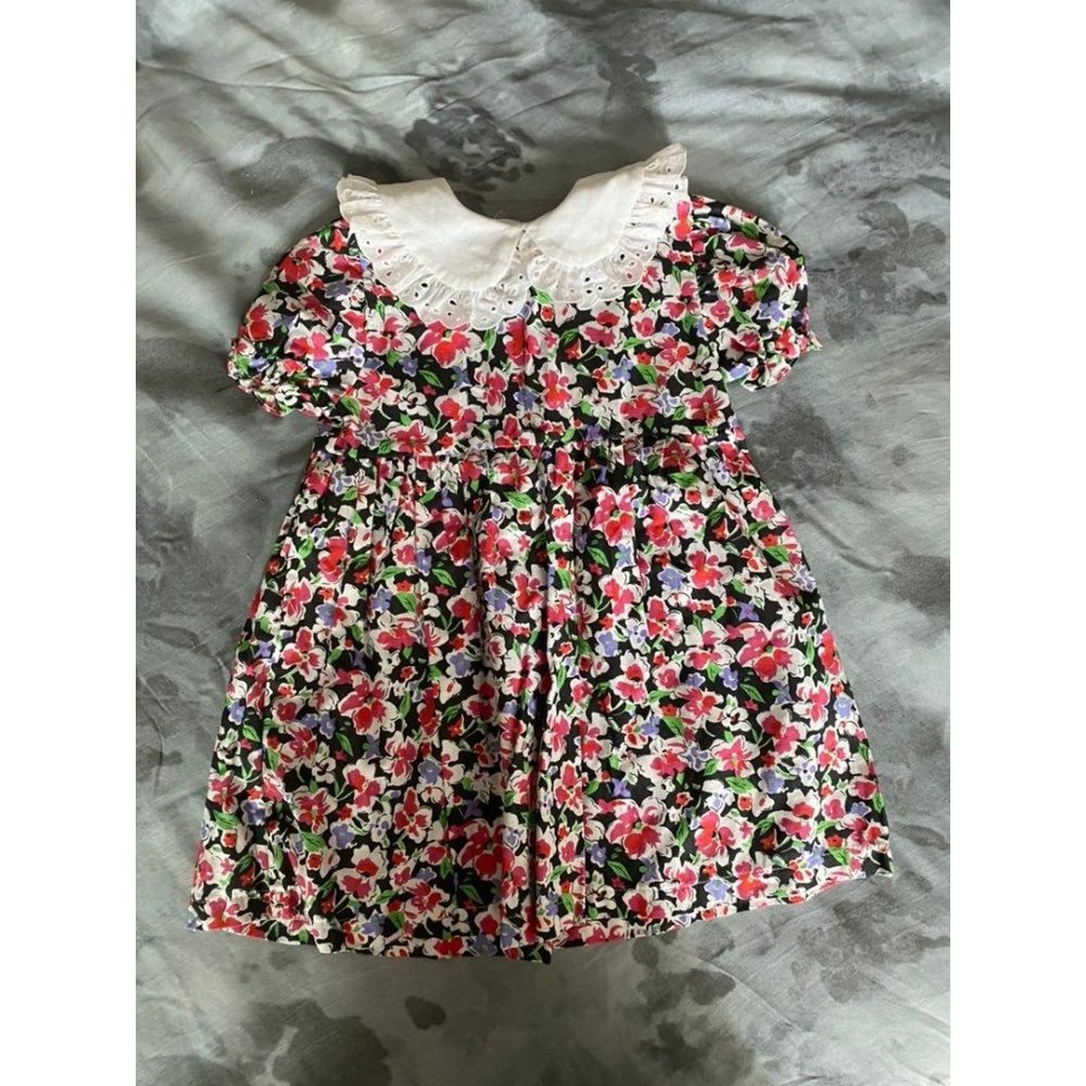 Vintage Baby Dress Floral Big Collar Peter Pan Eyelet